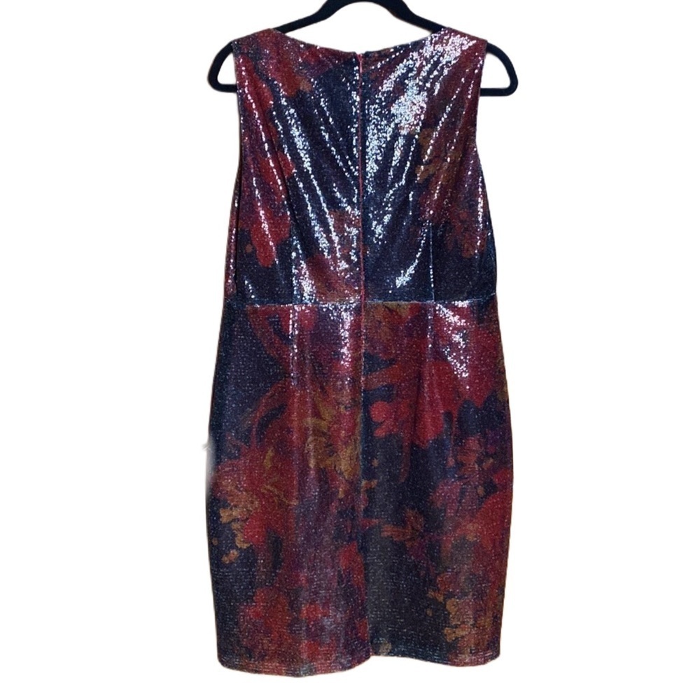 Elie Tahari Lori China Red Multi Sequin Sleeveless Shift Cocktail Dress Sz 14 - Picture 4 of 13